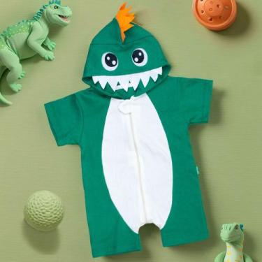 Imagem de Macacão Infantil Curto Com Capuz Bordado Dino Verde Cor:VerdeTamanho:2