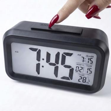 Imagem de Relógio De Mesa Digital Alarme Despertador Função Soneca Data Hora Ind