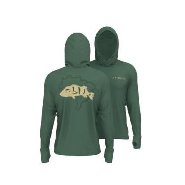 Imagem de Camiseta Para Pesca UV X Protect com Capuz Mar Negro -, Musgo, P