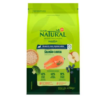 Imagem de Ração Guabi Natural Sensível para Cães Adultos de Porte Mini, Pequeno e Médio Sabor Salmão e Aveia - 2,5KG