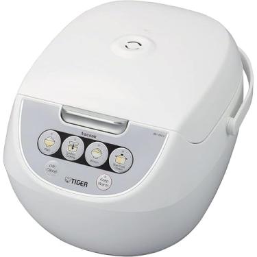 Imagem de Tiger Panela de arroz Micom 5,5 xícaras com vaporizador de alimentos e panela de cozimento lento Corporation JBV-A10U-W, branca