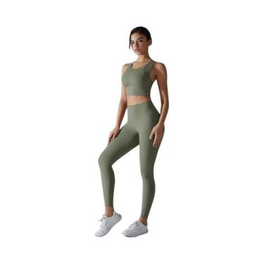 Imagem de Conjunto De Yoga Feminino Para Fitness: Top Esportivo Antichoque E Cal