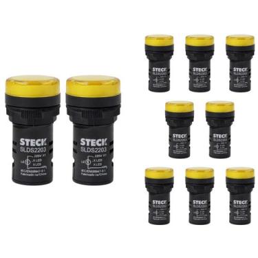 Imagem de 10 Sinaleiro LED 22,5mm Steck 220V Luminoso AM SLDS2203