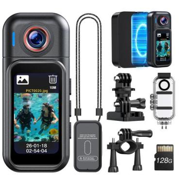 Imagem de Filmadora BOBLOV W3 Mini à Prova d'Água 128 GB com Tela Sensível ao To
