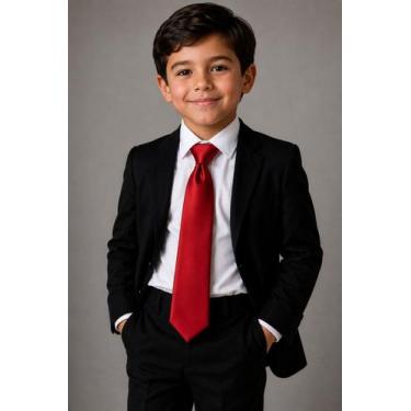 Imagem de Gravata Infantil Slim Fit Com Nó Pronto Ref: 255 - Stylestore, Vermelh