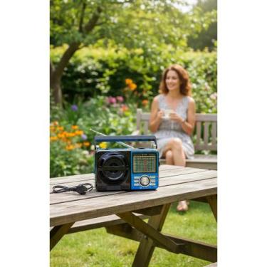 Imagem de Rádio Retrô Bluetooth USB Recarregável Bivolt AZUL - Congratulations S