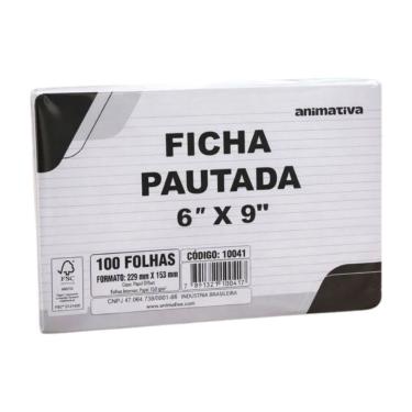 Imagem de Kit Ficha Pautada Animativa 6' X 9' 150G-M2 23X15CM 500 Folhas Branco
