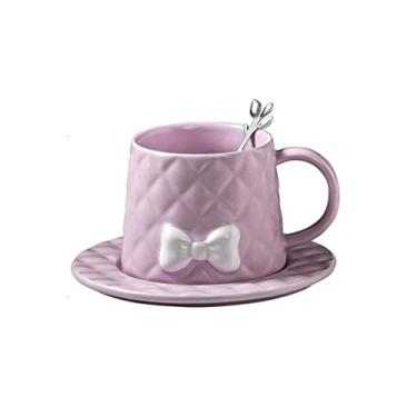 Imagem de GUIPAIHAI Caneca de café de cerâmica estilo nórdico, xícara de café para restaurante ocidental, caneca de chá quente, conjunto criativo de copos de água de cerâmica com design em relevo 3D acessórios de mesa (cor: roxo)
