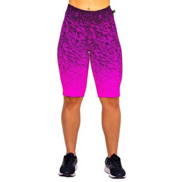 Imagem de Bermuda em Poliamida Wolfox Estampado Degrade Cintura Alta Tecido Jacquard Pronta Entrega-Feminino