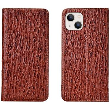 Imagem de LAHappyL Capa carteira para iPhone 13 Pro Max/13 Pro/13/13 Mini capa de couro legítimo com suporte para cartão e fecho magnético, capa protetora à prova de choque, marrom, 13 mini 5,4 polegadas