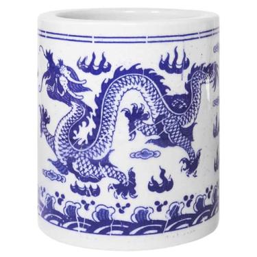 Imagem de Porta-caneta Jingdezhen chinês de 12 cm azul branco escova de porcelana para caligrafia suprimentos