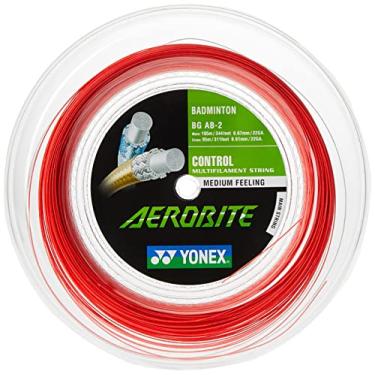 Imagem de Yonex Corda de Badminton Aerobite de 200 m, Branco/Vermelho, Poliester, Intermedirio