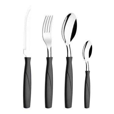 Imagem de Faqueiro Brinox em Polipropileno e Aço Inox Itaparica Preto – 16 Peças