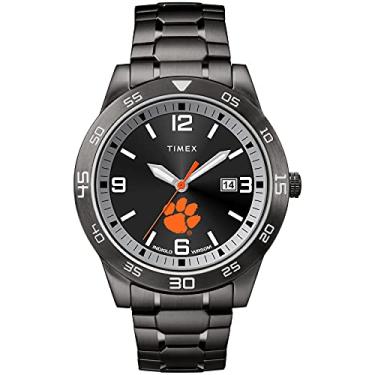 Imagem de Timex Tribute Relógio masculino Acclaim de quartzo de 42 mm com pulseira de aço inoxidável, Clemson Tigers, 20mm Wide Expansion Bracelet, Relógio de quartzo
