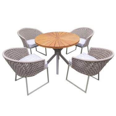 Imagem de Conjunto de Mesa em Corda Náutica Jasmin - 4 Cadeiras + 1 Mesa