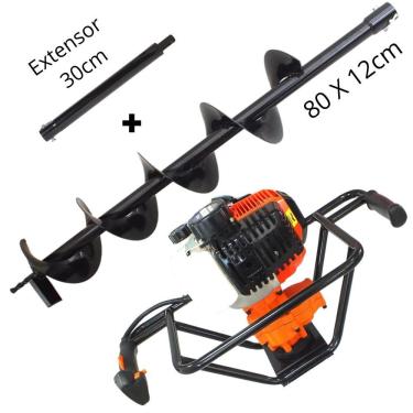 Imagem de Perfurador de Solo Profissional Vulcan VPS520 2T 52cc 2,5hp á Gasolina Forte e Potente Acompanha Broca 80x12cm Com Pino Trava + Extensor de 30cm