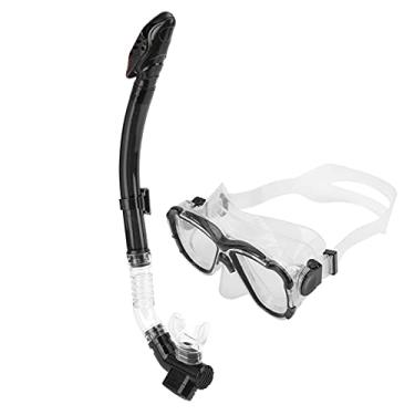 Imagem de Conjunto Snorkel, Fivela Ajustável Óculos de Vidro Temperado Snorkles Set Adultos Selo de Silicone Fino Boa Estanqueidade com Tubo de Snorkel Top Seco para Mergulho(Preto)