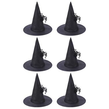 Imagem de Homoyoyo 6pcs Women Deluxe Witch Hat Halloween Costume Pointed with Spiders for Party Carnival