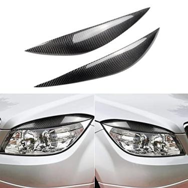 Imagem de FINMOKAL Cobertura De Sobrancelha Para Farol De Fibra De Carbono Real Para Benz C Class W204 2007-11 Preto, Fibra De Carbono