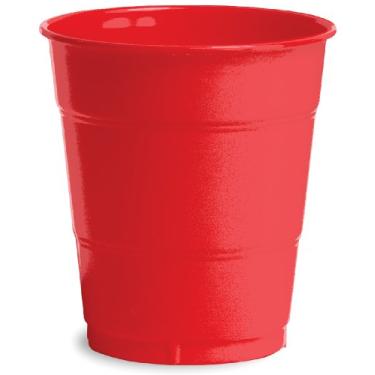 Imagem de Creative Converting Copos de plástico premium Touch of Color para festas, 355 ml, vermelho clássico