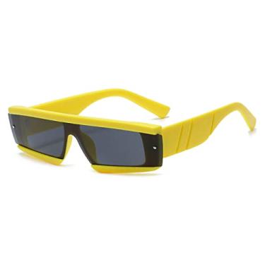 Imagem de Óculos de sol quadrado sem aro feminino punk vintage verde preto tons óculos de sol masculino tendência feminina designer de óculos oculos, amarelo, mostrar como imagem