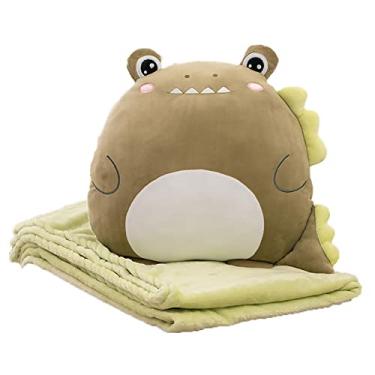 Imagem de Yajun Cobertor de almofada de flanela 2 em 1 brinquedos de pelúcia macios de algodão edredão quente para almofadas de descansar para viagens de avião, campismo U escritório, 40 * 35 cm