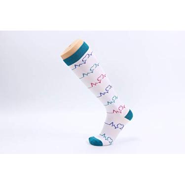 Imagem de Tingpai Meias de compressão elásticas espo vas europeias e americanas l ings de enfermei de tubo longo alto meias de compressão de corrida Amazon profissional o em eletroca iog ma b nco S/M