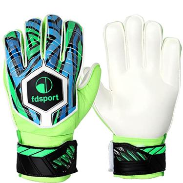 Imagem de Luvas de goleiro de látex luvas de treinamento de futebol proteção de dedo para adultos esportes jogos respiráveis super aderência, verde, 8 (comprimento: 18 cm)