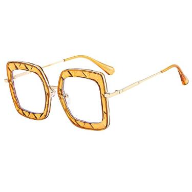 Imagem de Óculos vintage feminino masculino anti azul claro quadrado óculos transparente armação de óculos lente transparente armação de óculos, 3, tamanho único