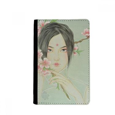 Imagem de Porta-passaporte aquarela chinesa beleza flor de pêssego notecase burse carteira porta-cartão, Multicolor