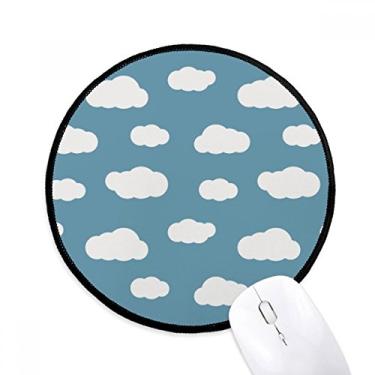 Imagem de Mouse pad branco nuvem azul céu clima desktop escritório tapete redondo para computador