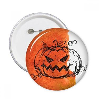 Imagem de Broche redondo pintado à mão Abóbora do Dia das Bruxas Emblema de Botão Decoração 5 peças