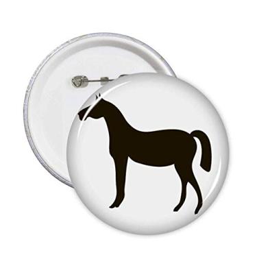 Imagem de Broche de retrato de animal de cavalo preto com emblema de botão para decoração 5 peças