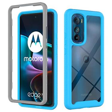 Imagem de Capas de proteção resistentes de cor sólida compatíveis com Motorola Edge 30 Edge30 capas de silicone de nível militar anti-queda capa traseira (azul claro, Motorola Edge 30)