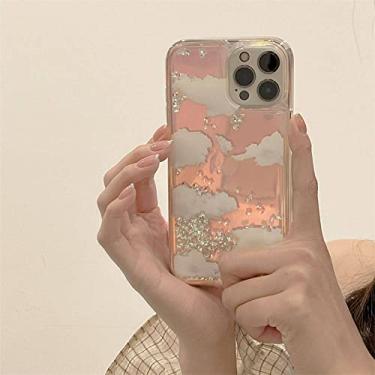 Imagem de Capa para iPhone 13 Pro Max 12 11 XR XSMax Capa de lantejoulas de areia movediça com glitter nuvem nuvem para iPhone11 Pro Max