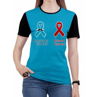 Imagem de Camiseta Outubro Rosa Plus Size Feminina Cancer Blusa Azul - Alemark