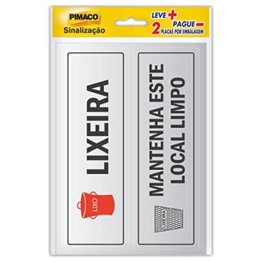 Imagem de Placas de sinalização Auto adesivo Pimaco " LIXEIRA/MANTER LOCAL LIMPO" - 6,5x20cm, 02 placas por embalagem, 891723