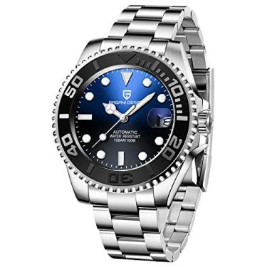 Imagem de BY BENYAR Pagani Design 1651 Relógio masculino de luxo automático relógio de pulso mecânico de vidro safira japonês NH35 movimento aço inoxidável relógio masculino de negócios, Azul,