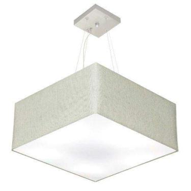 Imagem de Lustre Pendente Quadrado Cúpula Tecido 30/70x70 cm, Vivare Iluminação, Pendente4071 CZ, Cinza, Grande
