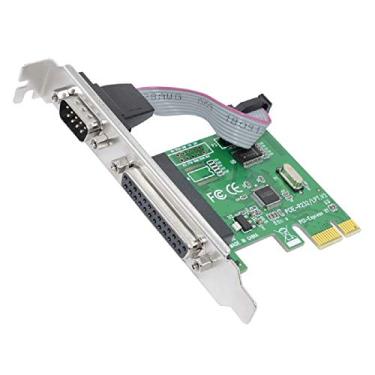 Imagem de Jeirdus PCIe Cartão Combo Serial Paralela, RS-232 Porta serial COM e DB25 Porta paralela LPT para conversor adaptador de cartão PCI Express WCH382 Chip com suporte baixo, PCIE to 1*RS232+1*DB25