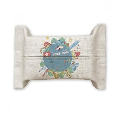 Imagem de I Love Hong Kong Famous Places Suporte de capa de papel para lenços faciais Saco de linho de algodão