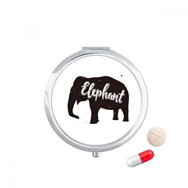 Imagem de Porta-comprimidos de animais em preto e branco com elefante, caixa de armazenamento de remédios
