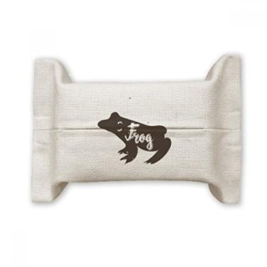 Imagem de Sapo preto e branco animal capa de papel para lenços faciais bolsa de linho de algodão