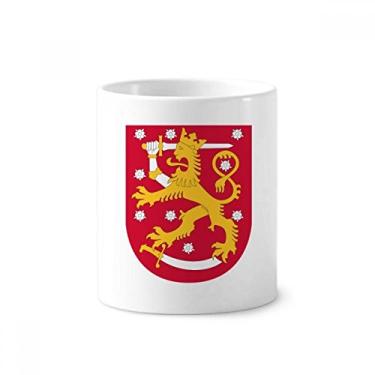 Imagem de Porta-canetas com emblema nacional da Finlândia Europa com suporte de cerâmica