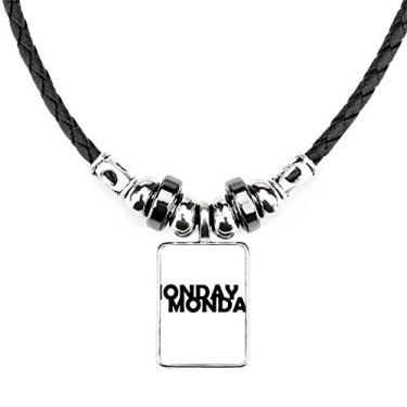 Imagem de DIYthinker Colar estiloso com pingente de corda de couro estilo personagem Monday