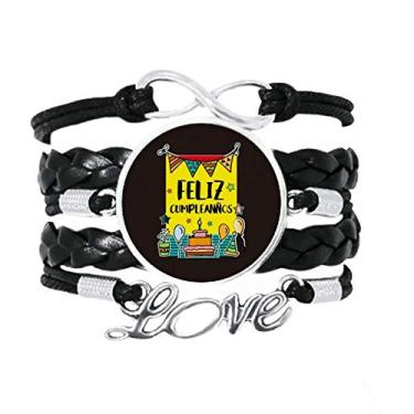 Imagem de OFFbb-USA Pulseira de couro torcido para presente de aniversário com a palavra "Love"