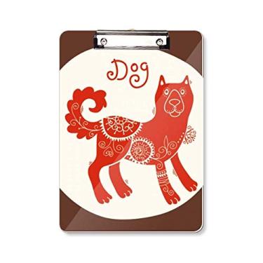 Imagem de Year of Dog Animal China Zodíaco Vermelho Prancheta Pasta Bloco de Escrita Placa de Apoio A4