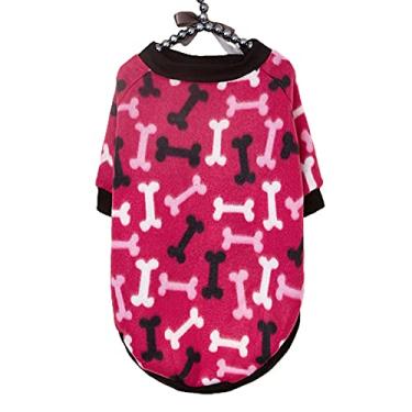 Imagem de Heave Moletom com capuz para cães com estampa de osso, camiseta para filhotes de animais de estimação, roupas para cães pequenos, médios e grandes, colete estampado rosa G