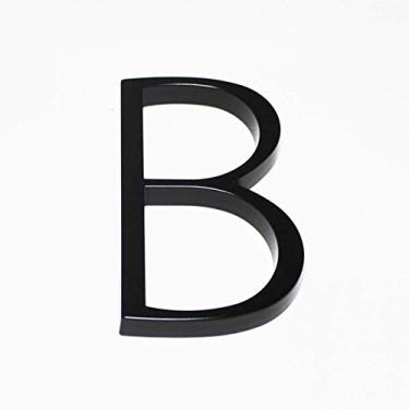 Imagem de Número de casa flutuante 3D preto de 12,7 cm 0-9 alfabeto moderno AB número de porta para casa ao ar livre, placa de sinalização, liga, durável, à prova de intempéries