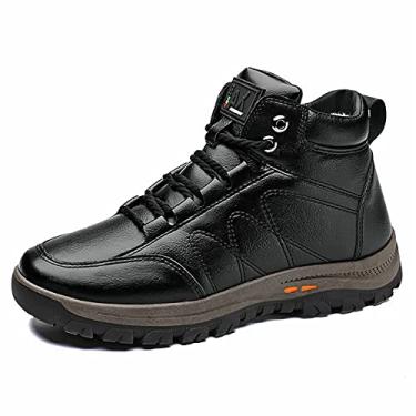 Imagem de Lee Coopel Winter Plus Velvet Shoes Botas masculinas de caminhada resistentes à água com cadarços, bico redondo – Sapatos masculinos para caminhada – Sapatos antiderrapantes para caminhada,